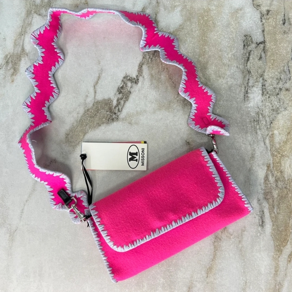 Pink Crossbody Bag with White Trim